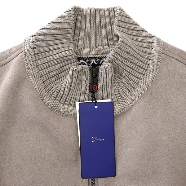 新品 ジーステージ ヌバック ジャージー Wジップ リブ ブルゾン 46(M) ベージュ 【6-30403_5_46】 秋冬 G-stage ボンディング ジャケット_画像4