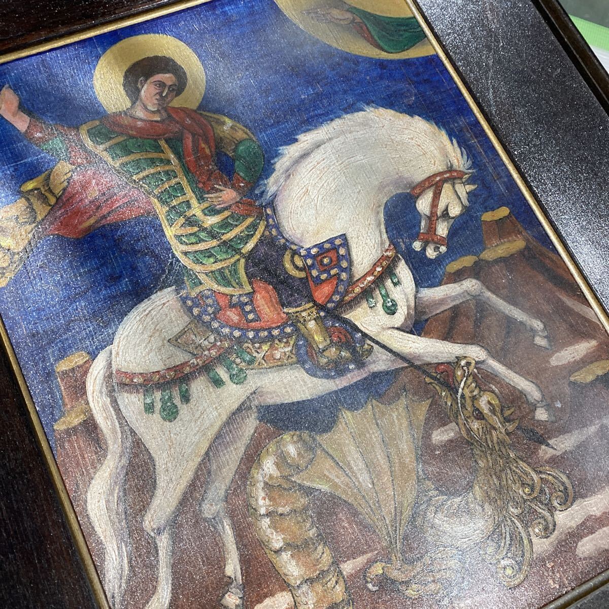 真作保証　松永一夫　油彩　油絵　人物画　キリスト教　キリスト　板絵　横43.7cm 縦53.6cm【1113】_画像10