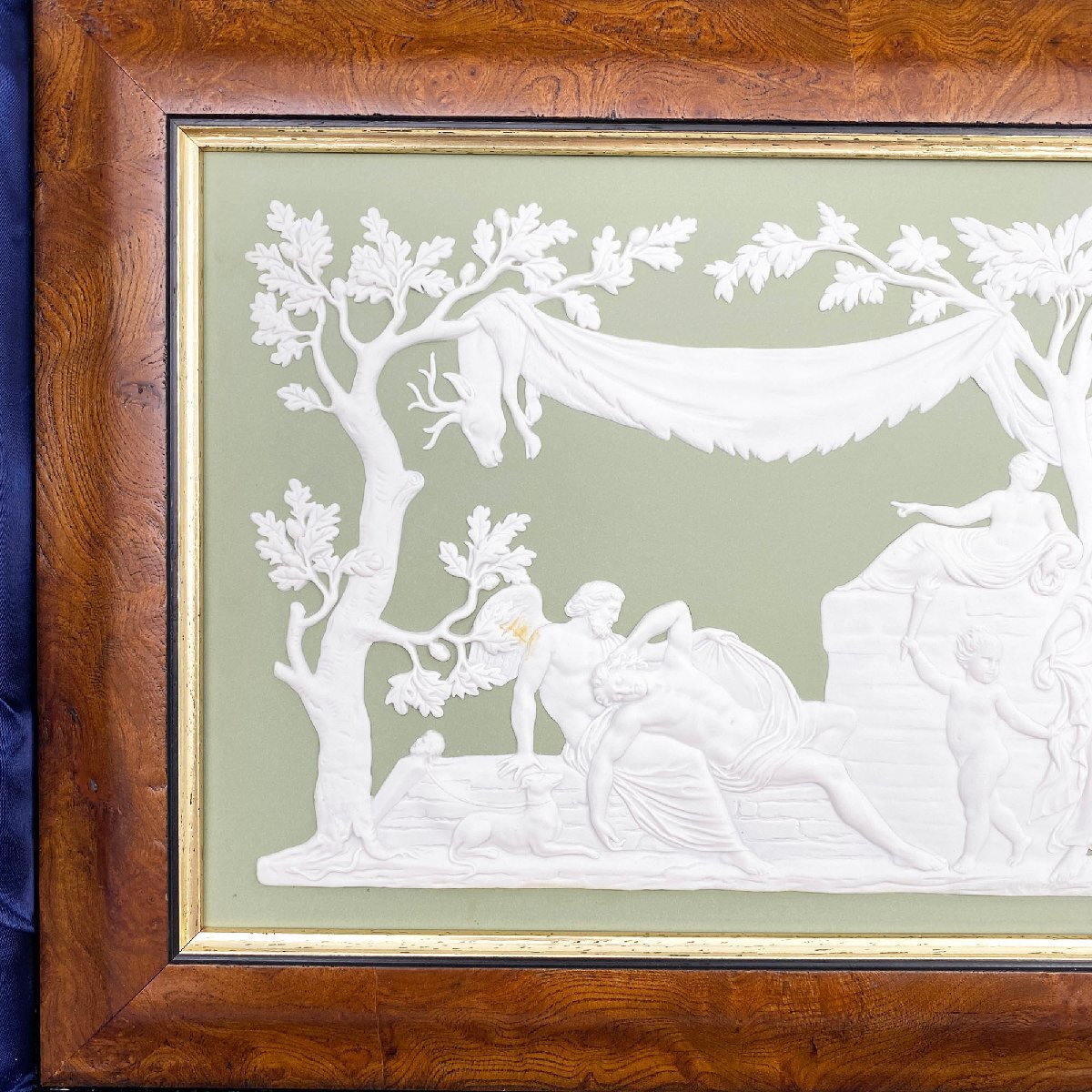 ウェッジウッド 限定300 ジャスパー セージグリーン「SELENE VISITING ENDYMION」プラーク 陶板 ※同梱不可 20-3894095_画像3