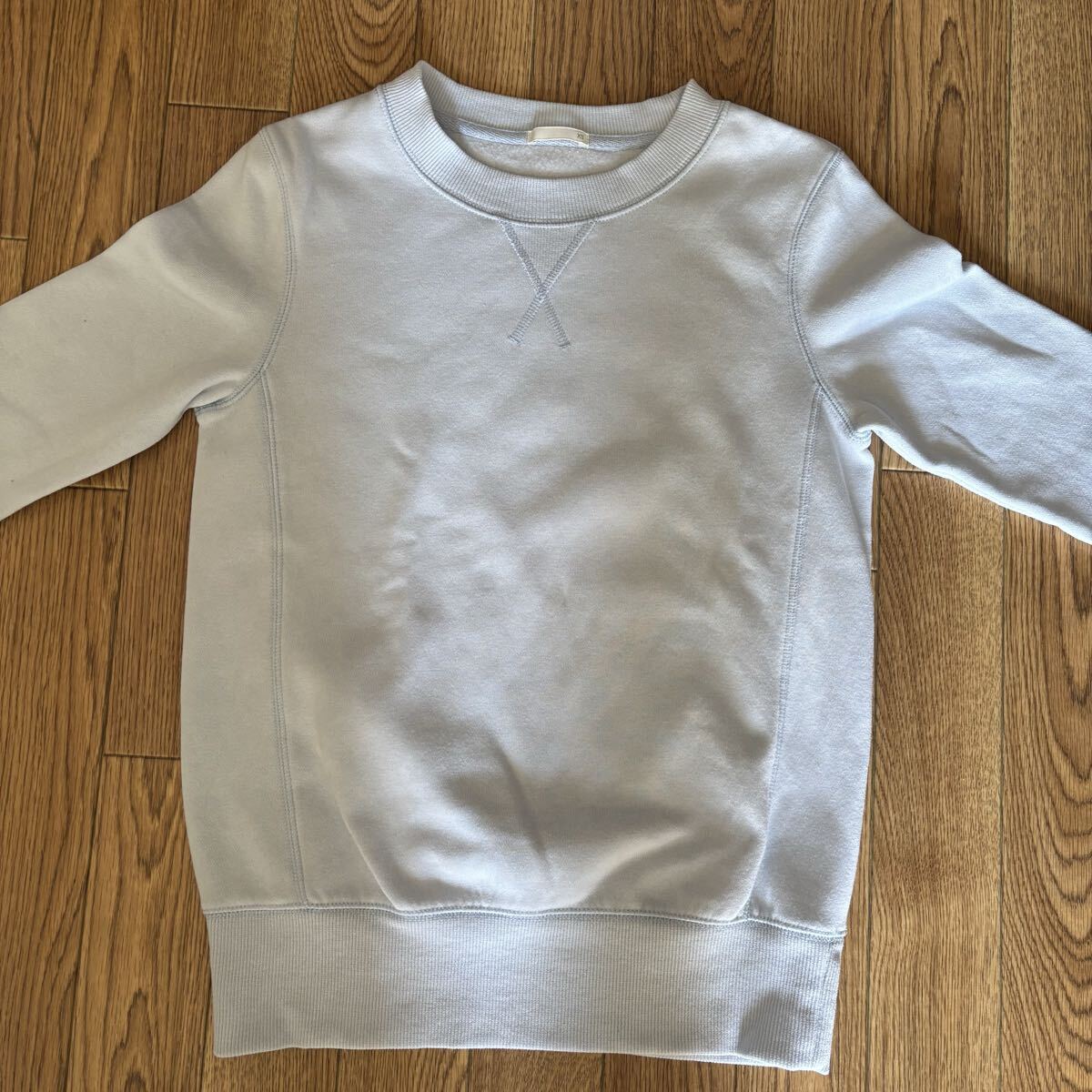 新品☆GU☆裏起毛☆トレーナー☆エアリーブルー☆淡いブルー☆XS☆お子様にも☆あったかい☆_画像1