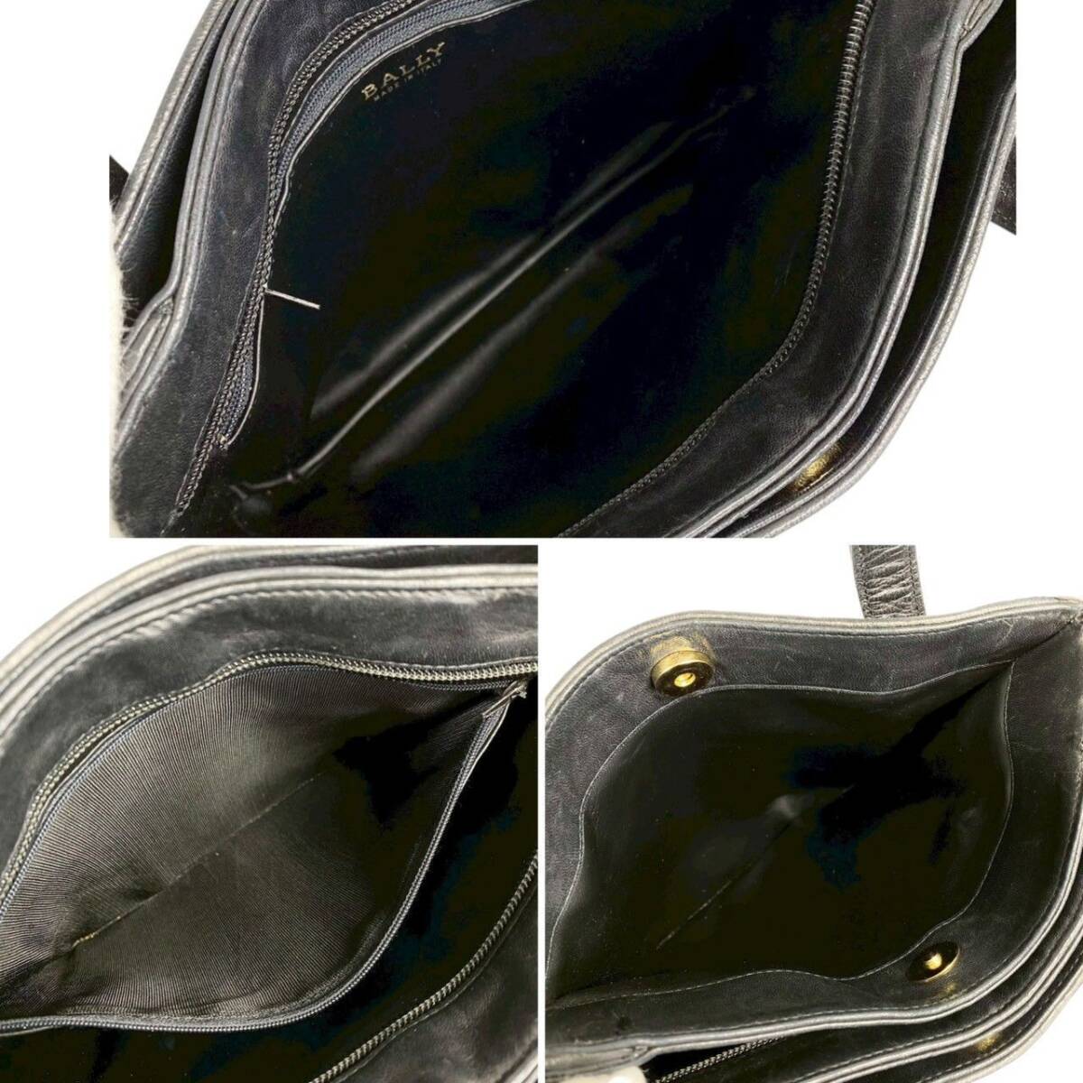 【B4046】 BALLY バリー ハンドバッグ ブラック ゴールド金具 イタリア製 タッセル ファスナー 編み込み レディース レザー_画像9