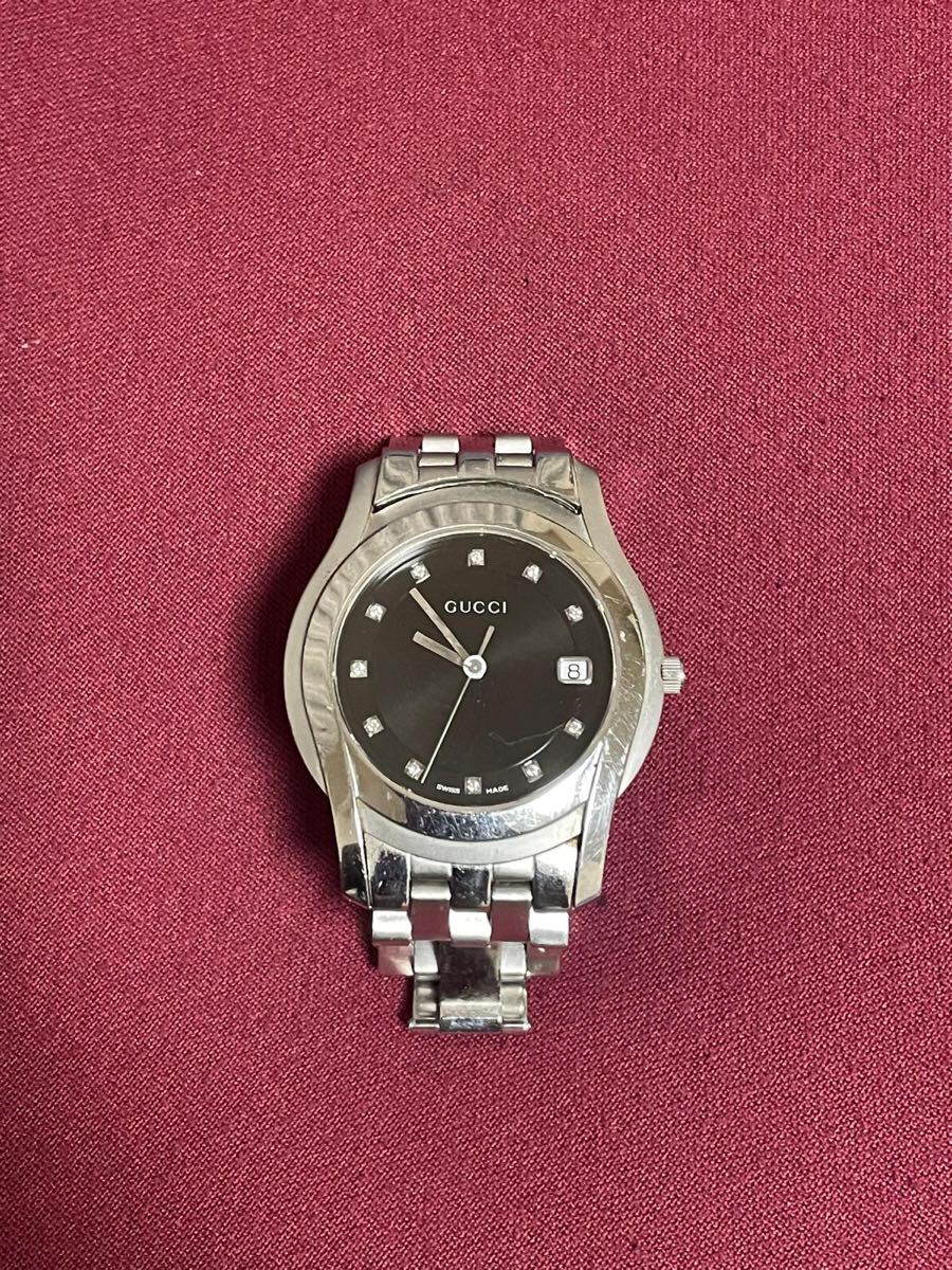 GUCCI 腕時計 ブラック 5500M 11Pダイヤ_画像1