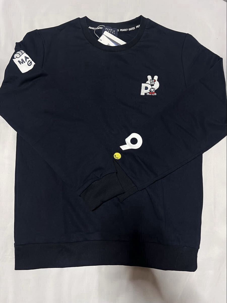 新品 正規品 PEARLY GATESパーリーゲイツ/サイズ7(XXL)超人気 どうしちゃったPG 裏毛スウェットプルオーバー 日本製 ★_画像2