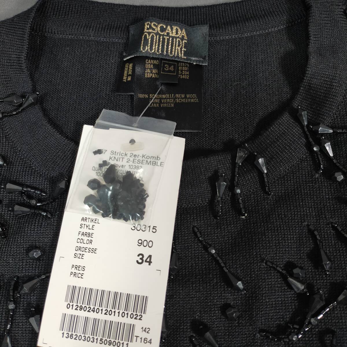 5711/10 GJ72332 ESCADA COUTURE エスカーダ トップス ブラック 半袖 サイズ34 レディース 古着 現状品_画像5