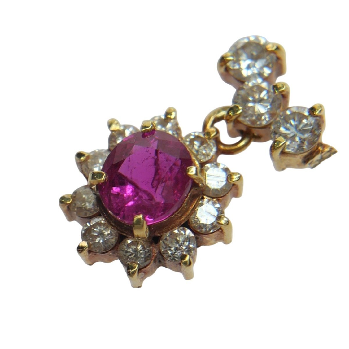 極上品 1円スタート 天然ピンクサファイア ペンダントトップ K18 750 ゴールド サファイア0.74ct ダイヤモンド0.60ct 1.9g GRJソーティング_画像1