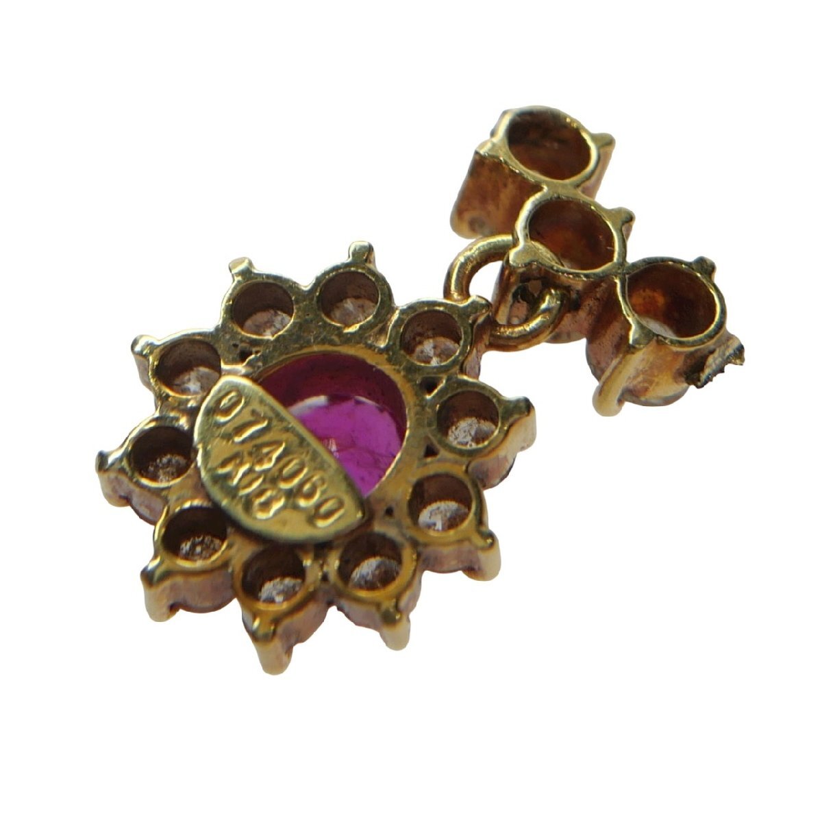 極上品 1円スタート 天然ピンクサファイア ペンダントトップ K18 750 ゴールド サファイア0.74ct ダイヤモンド0.60ct 1.9g GRJソーティング_画像5