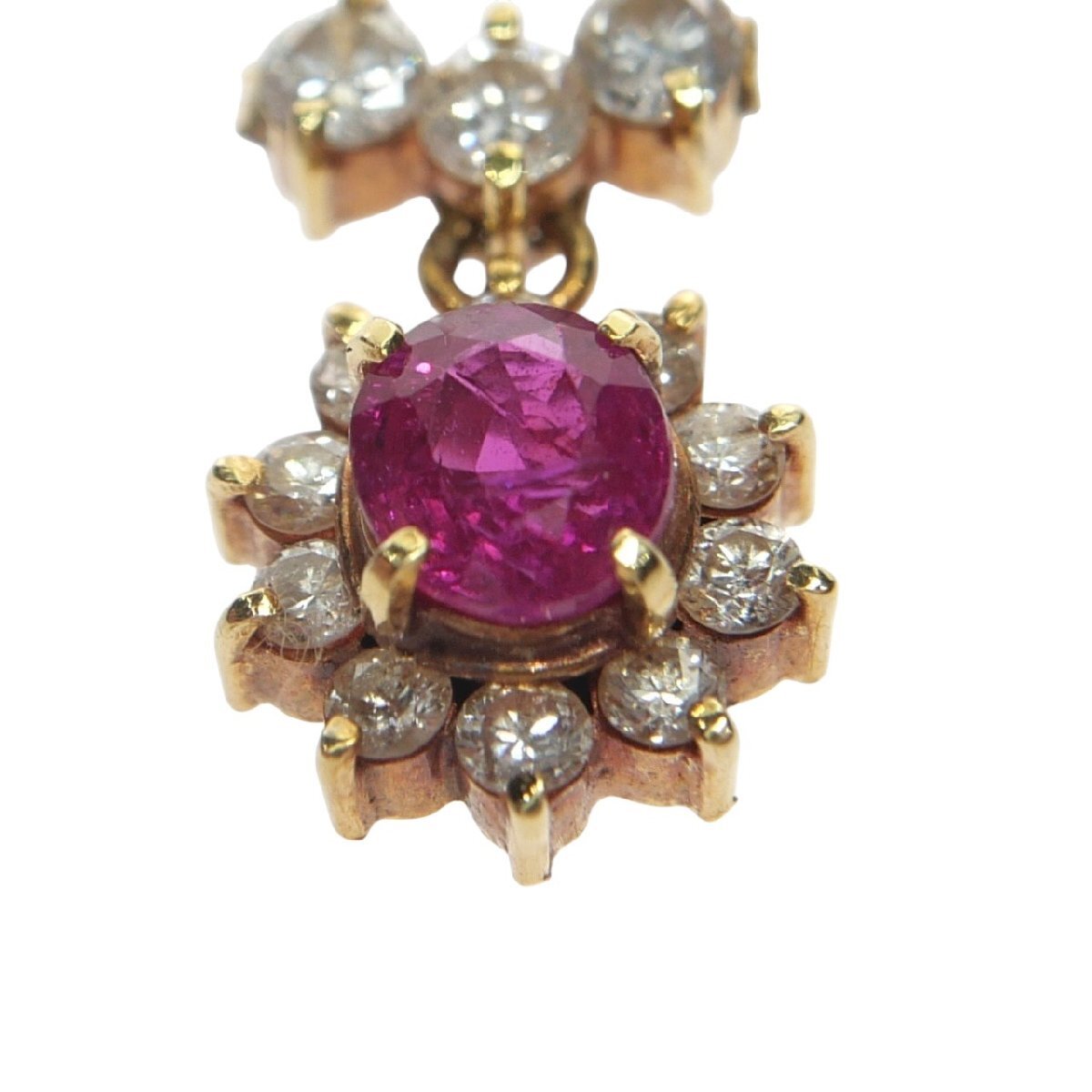 極上品 1円スタート 天然ピンクサファイア ペンダントトップ K18 750 ゴールド サファイア0.74ct ダイヤモンド0.60ct 1.9g GRJソーティング_画像4