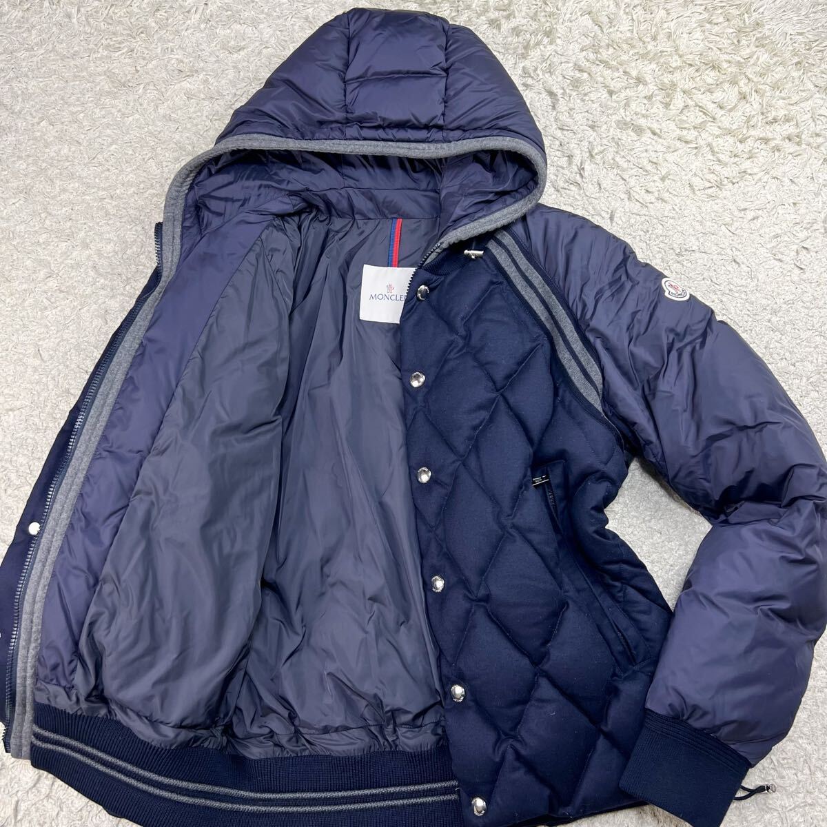 唯一無二XL!!! モンクレール『伝家の宝刀』MONCLER ダウンジャケット 3 キルティング 切替◎ パーカー 超極暖◎ 肉厚◎アニメタグ 銀ボタン_画像1