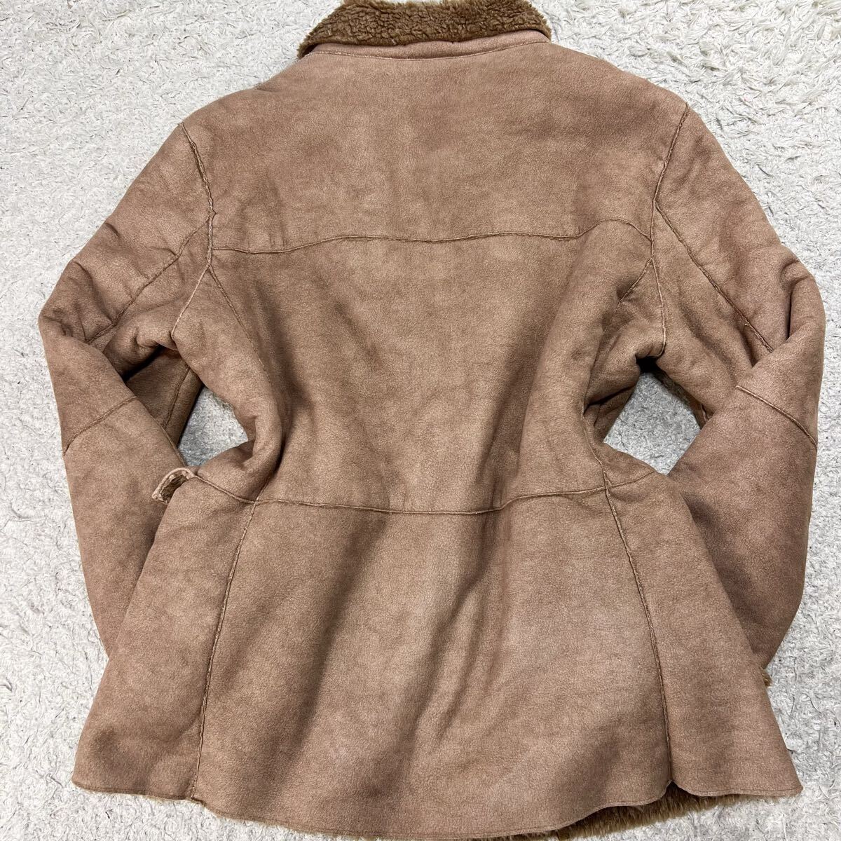 一点物!!! 二ジュウサンクオム【至高の肌触り】23区 HOMME ムートンコート EMMETEX 46 L ボア ファー ロング丈◎ 極暖 フワフワ◎ 秋冬_画像4