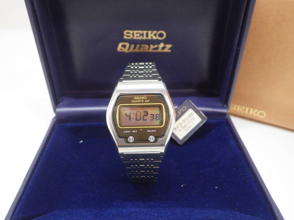 デッドストック SEIKO 1975年 QUARTZ LC DPM013 稼働品 未使用 タグ BOX 初期デジタル 0664-5000 _画像1