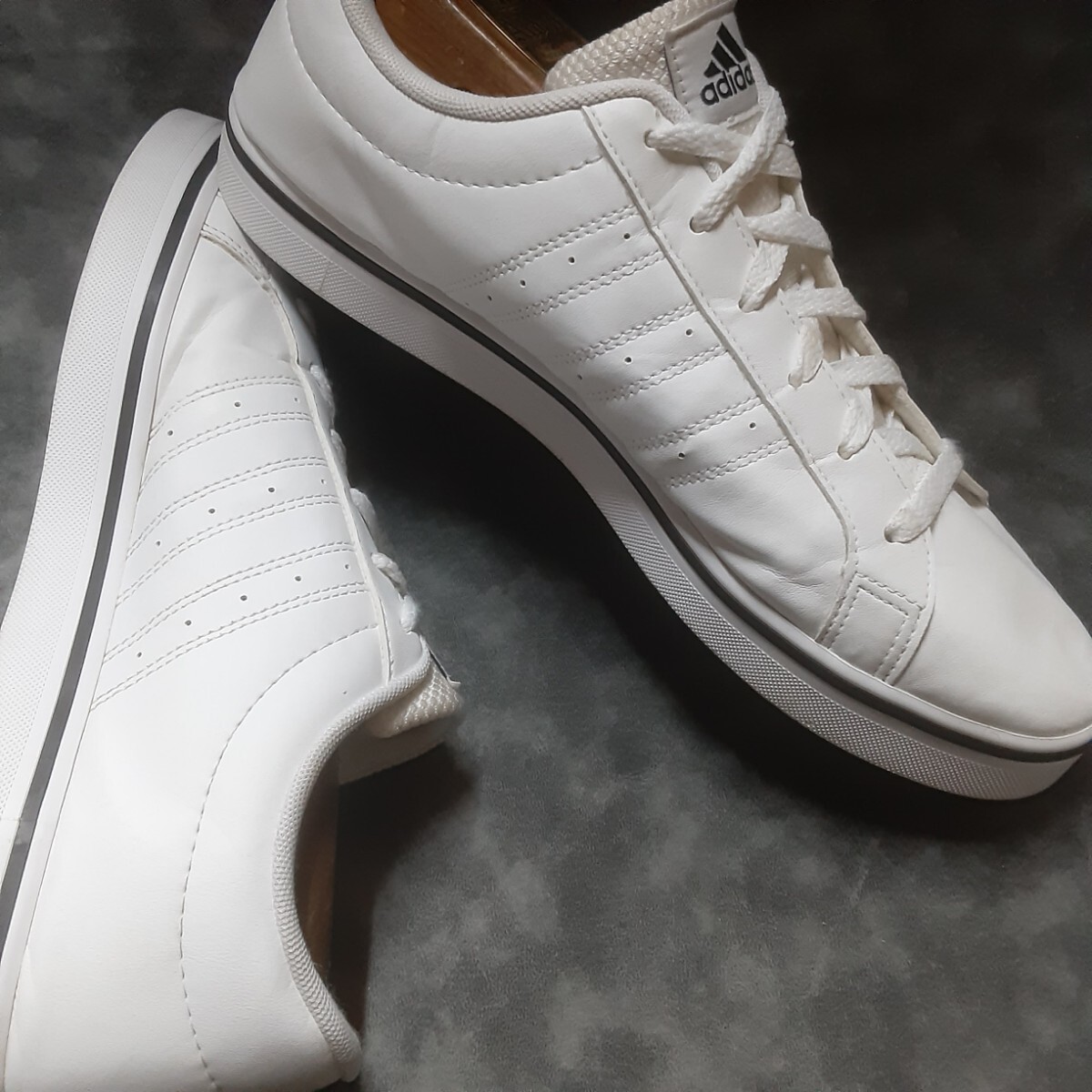  самый цена! готовый type износ te-ji дизайн! производство конец! боковой полоса × premium белый! Adidas VS skate Synth кожа спортивные туфли! белый чёрный 28