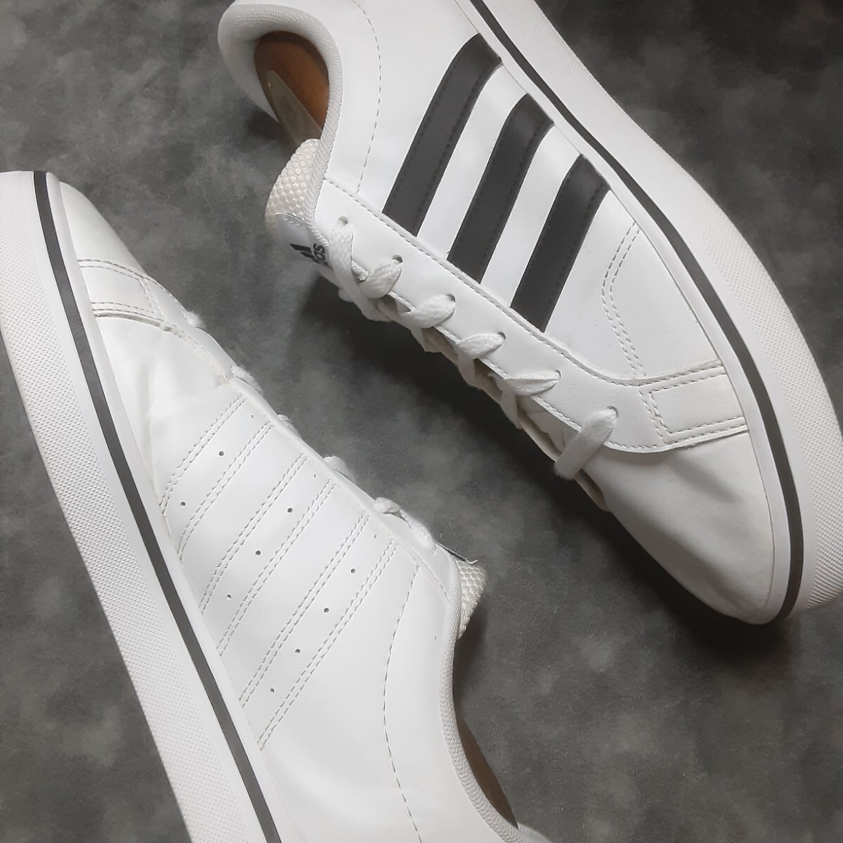  самый цена! готовый type износ te-ji дизайн! производство конец! боковой полоса × premium белый! Adidas VS skate Synth кожа спортивные туфли! белый чёрный 28