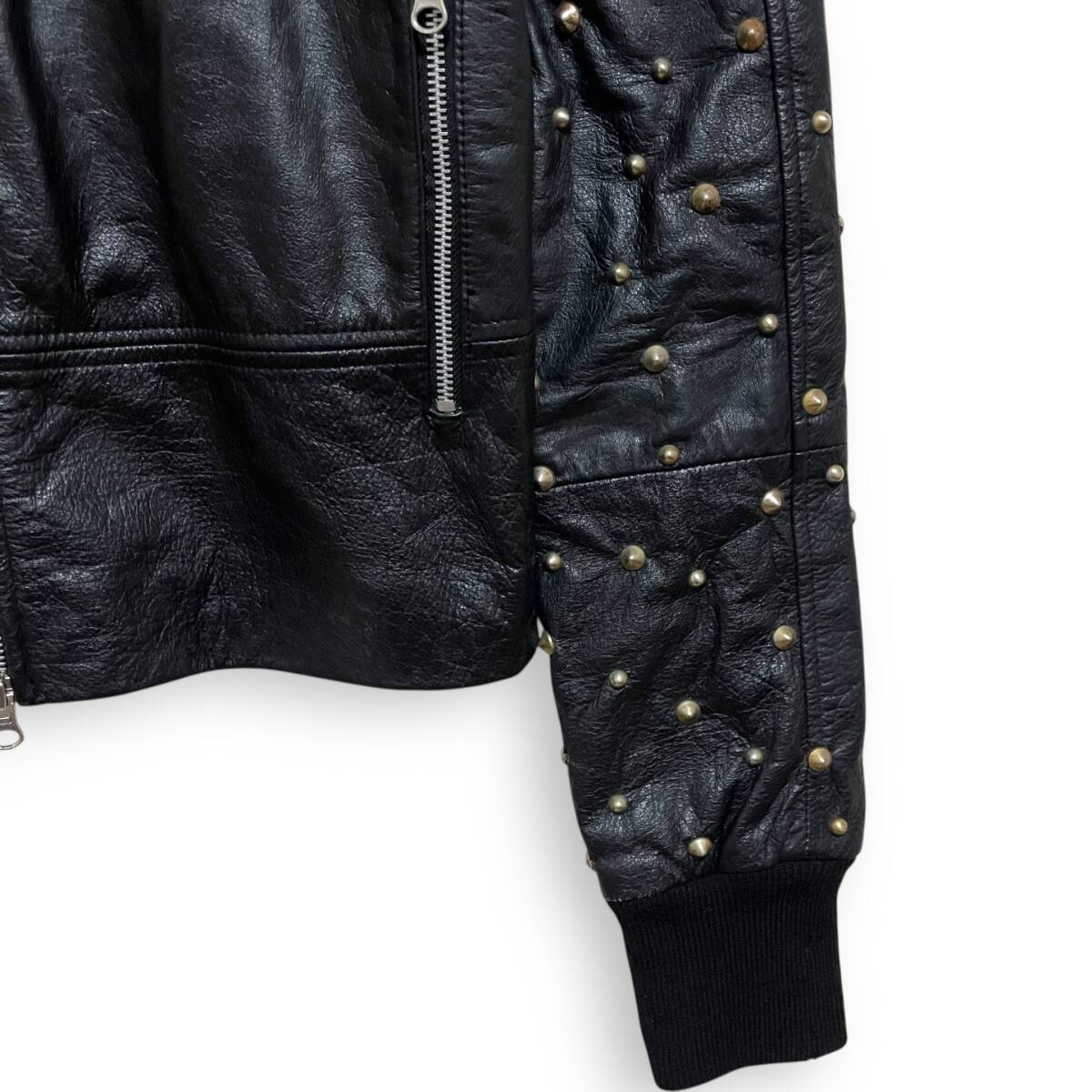 M2545/ ZAC VARGAS ザックバルガス スタッズ レーザー フード ジャケット ブラック S_画像5