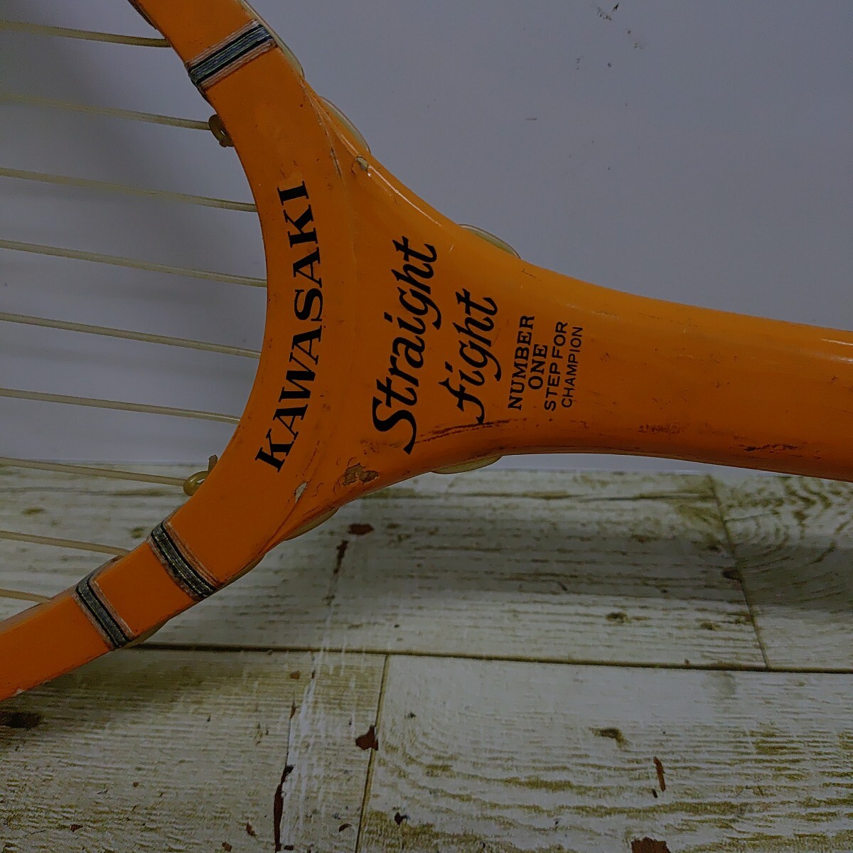 カワサキ 木製軟式テニスラケット レトロ ビンテージ_画像2