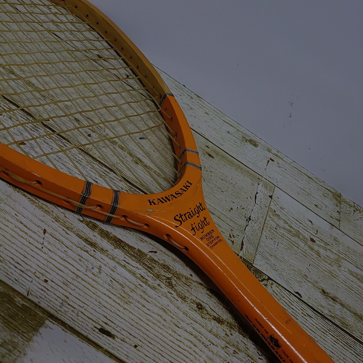 カワサキ 木製軟式テニスラケット レトロ ビンテージ_画像6