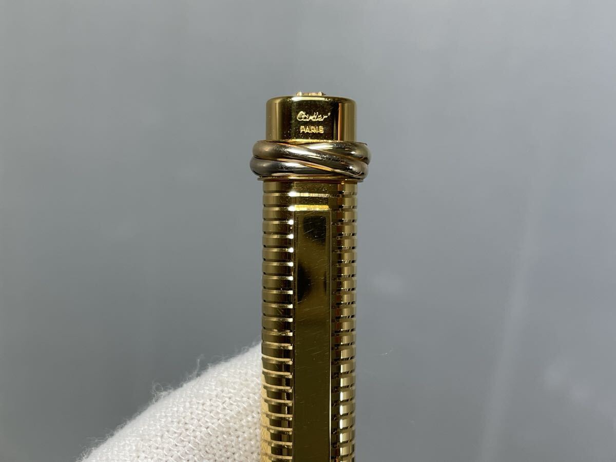 【中古・保管品】ボールペン Cartier マスト ドゥ カルティエ ゴールドカラー 筆記用具 文房具 キャップ式 箱付き _画像2