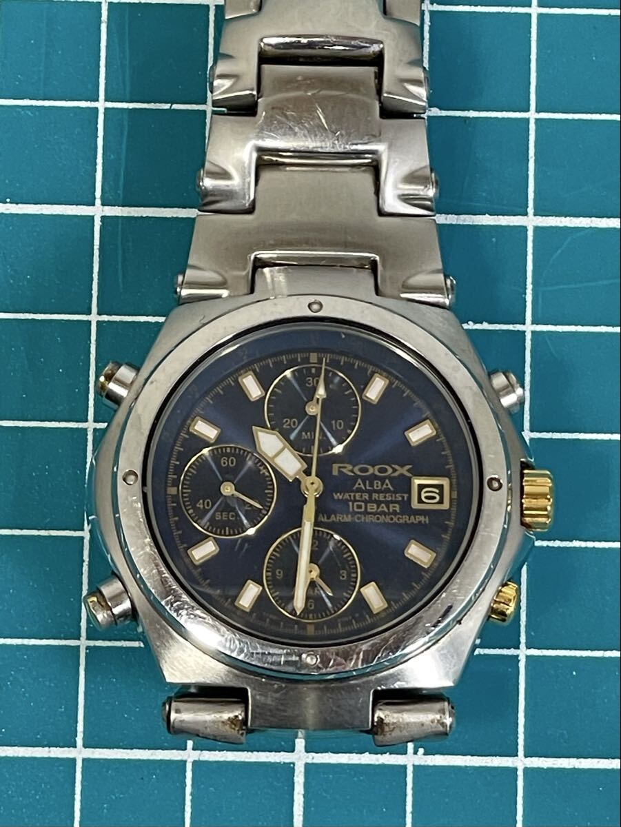【中古・不動品】腕時計 SEIKO ALBA ROOX セイコー アルバ クロノグラフ Y182-6F10 クオーツ時計 ウォッチ 部品取りに メンズ _画像7