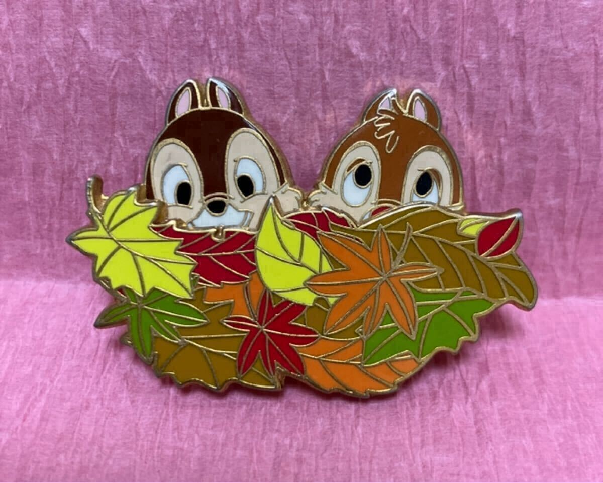 レア　JDS ギミック　ディズニー　ストア　チップ　デール　落ち葉　秋　ピン_画像1
