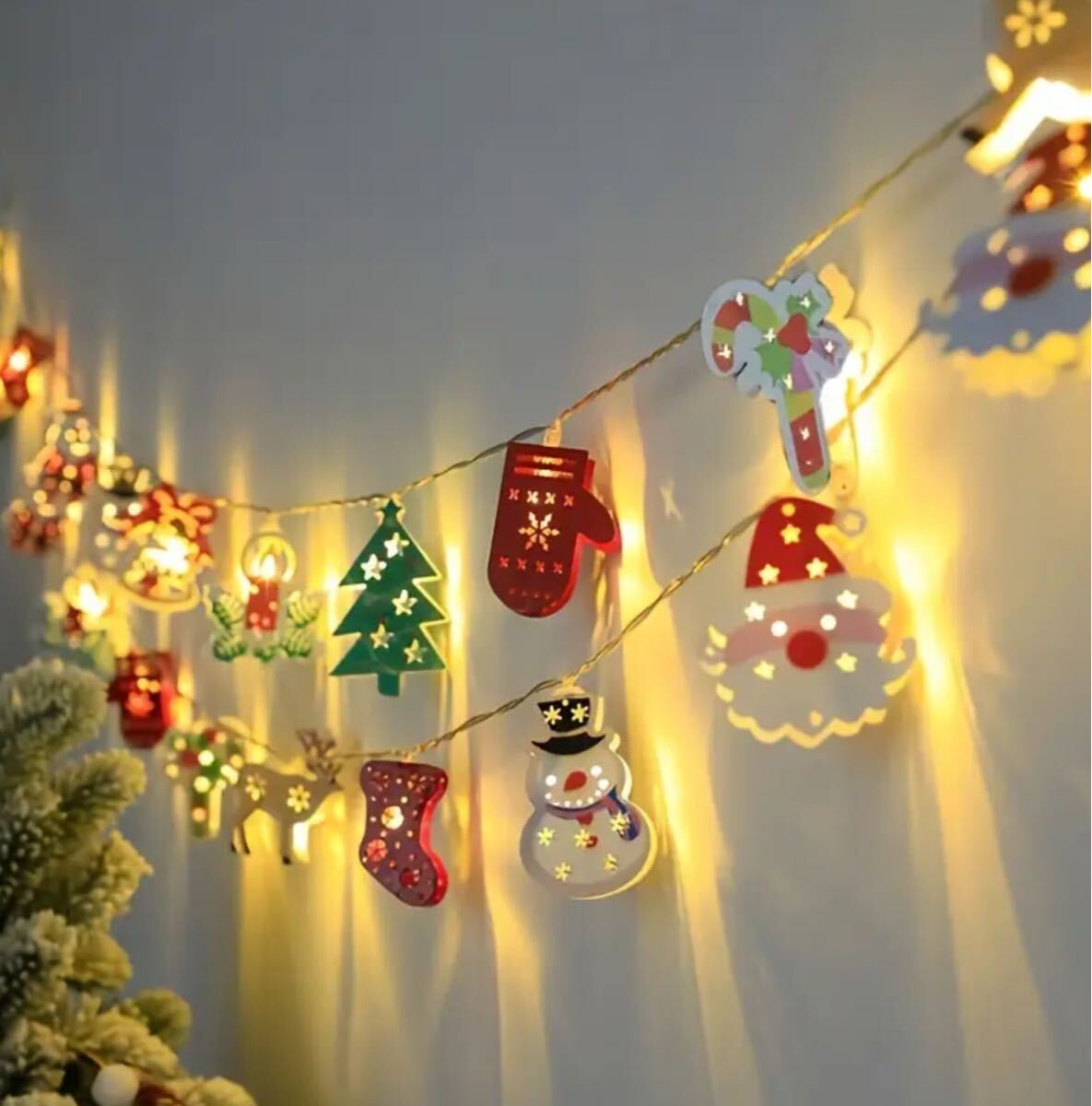 ■新品■クリスマス【LEDライト】Xmas　飾り付け　ガーランド　パーティー　サンタ　ゆきだるま　かわいい　ツリー　イルミネーション_画像1