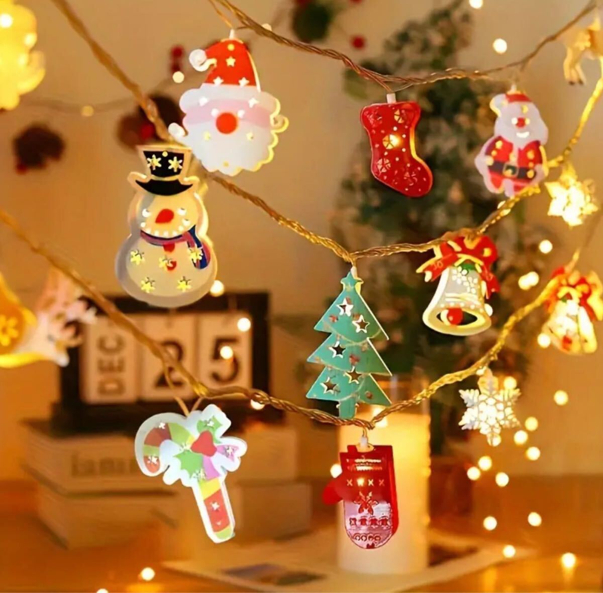 ■新品■クリスマス【LEDライト】Xmas　飾り付け　ガーランド　パーティー　サンタ　ゆきだるま　かわいい　ツリー　イルミネーション_画像2