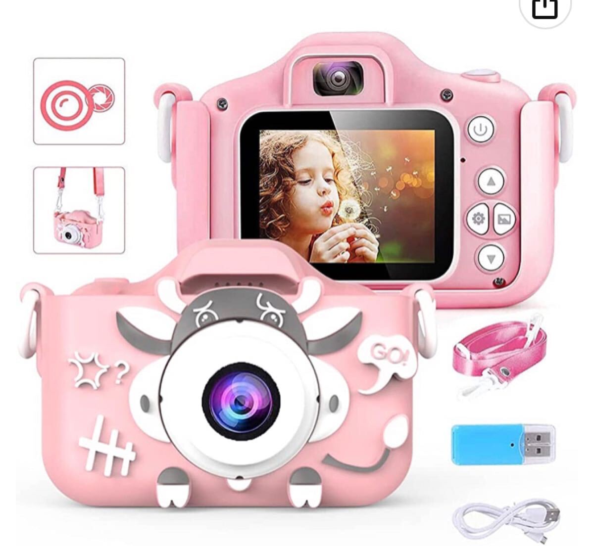 処分特価！新品　子供用カメラ　キッズカメラ　ピンク4000万画素　1080p_画像1