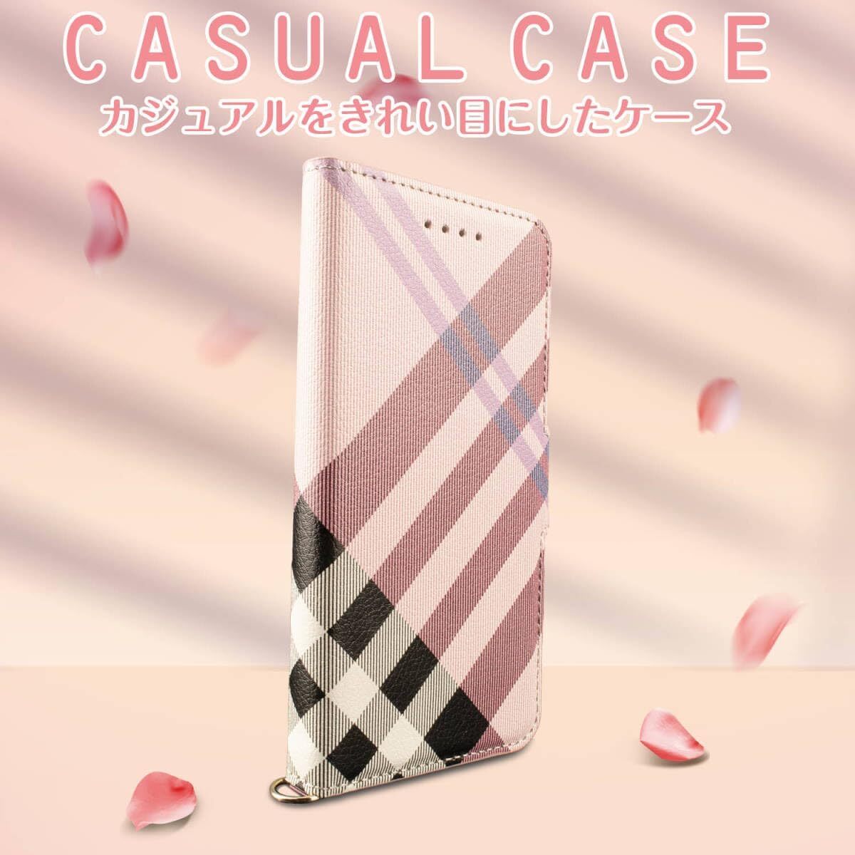 arrows We2 ケース 手帳型 FCG02 F-52E We2 M07 おしゃれ チェック ピンク 桃 かわいい レザー 革 カバー スマホケース 人気 送料無料 安い_画像9