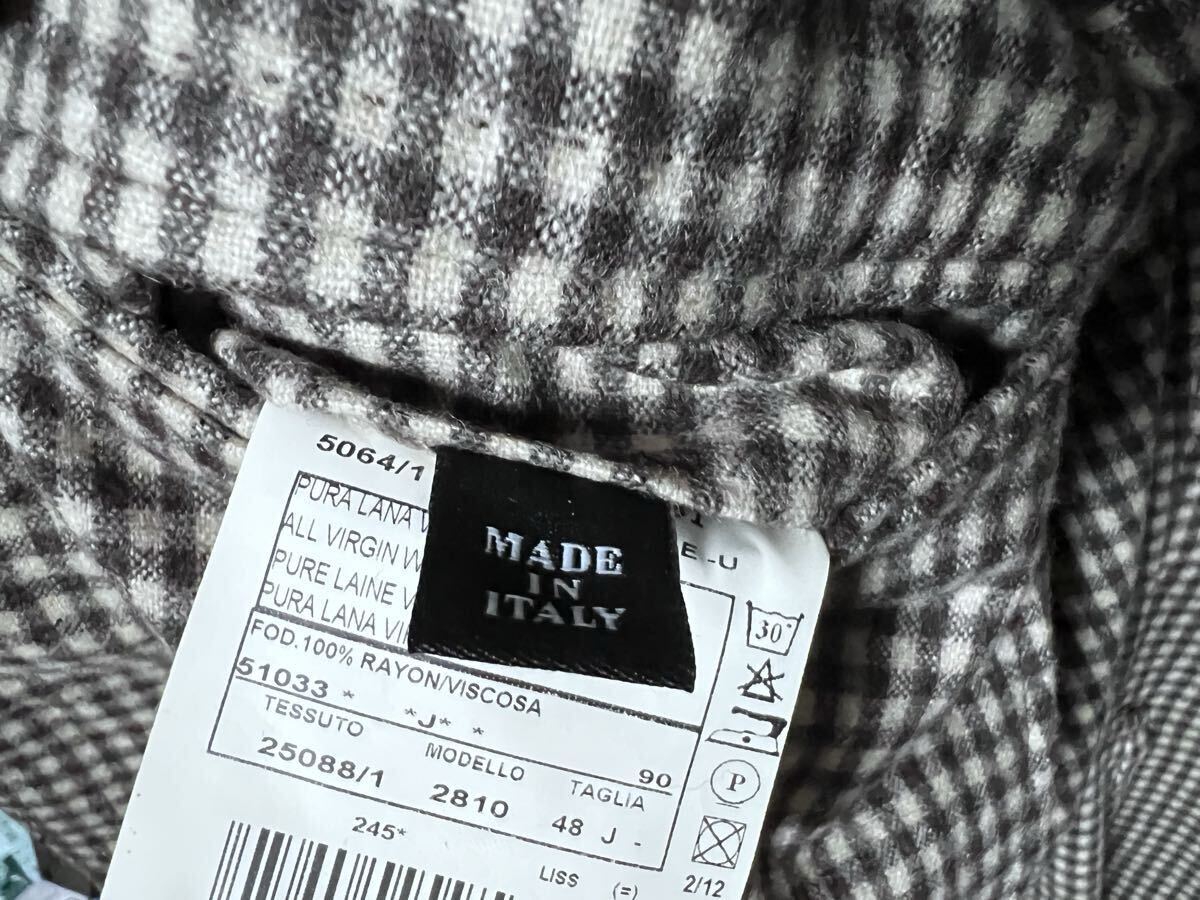 美品 L.B.M.1191 ルビアム ブラウンチェックジャケット Size.48 L相当 フラップボタン 段返り三つボタン エルボーパッチ 秋冬春 イタリア製_画像6