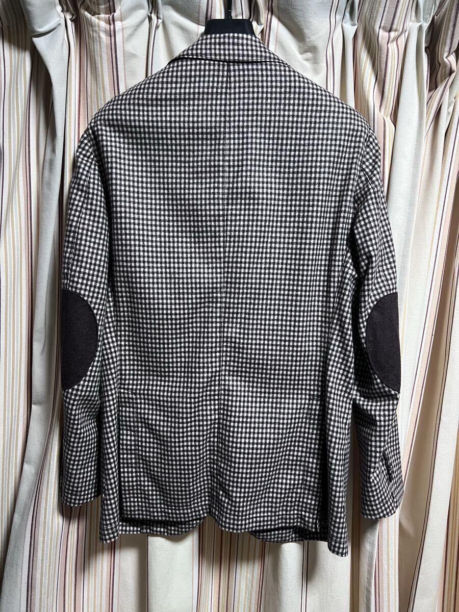 美品 L.B.M.1191 ルビアム ブラウンチェックジャケット Size.48 L相当 フラップボタン 段返り三つボタン エルボーパッチ 秋冬春 イタリア製_画像2