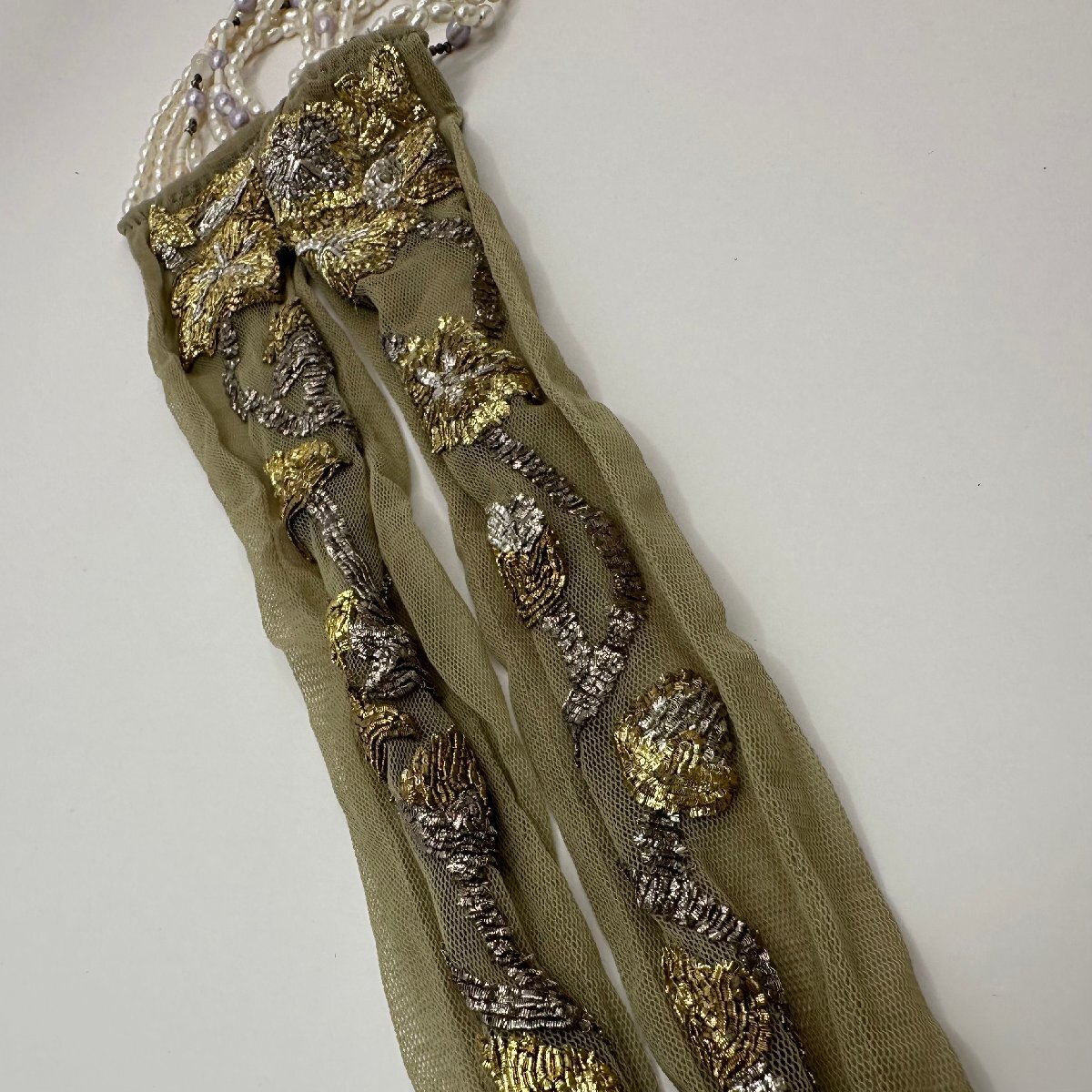 q373 美品 SuperNeedle スーパーニードル 淡水真珠 ネックレス スカーフネックレス チョーカー_画像4