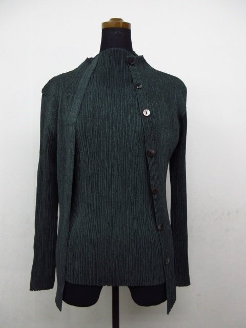 t3517 美品 Y.K PRESE ワイケープレッセ ヨシコカジ 特許/三度掛けプリーツ プリーツ アンサンブル 半袖トップス カーディガン カ_画像1