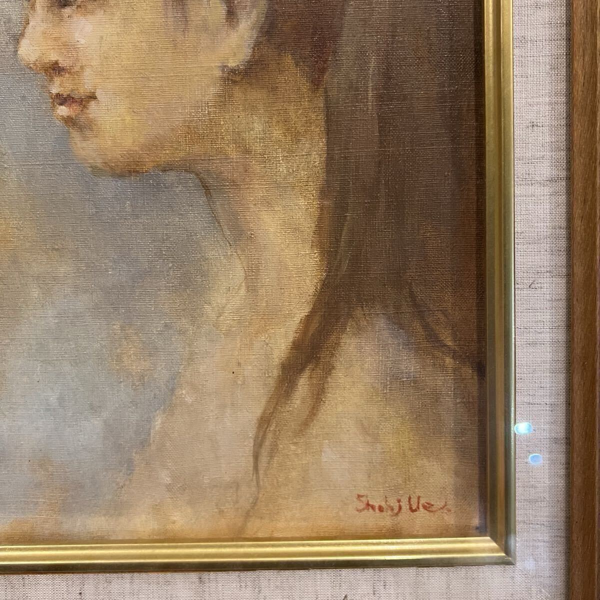 少女　上尚司　油彩画　真作　girl Japanesetraditional_画像2