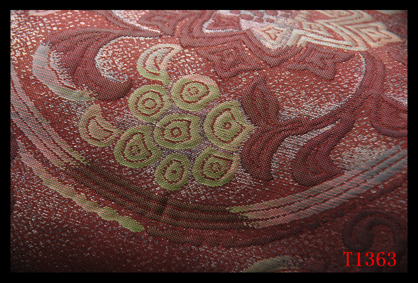 蔵【T1363】厳選逸品　葡萄唐草紋　葡萄茶色地　気品豊かに　正絹高級美術開き名古屋帯　◇検◇簪着物袋帯和装小物帯締め_画像7