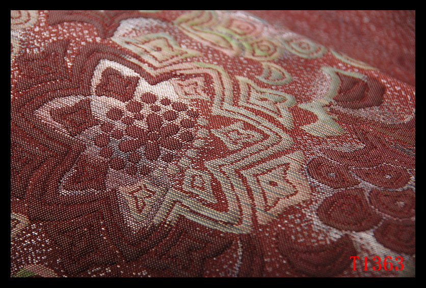 蔵【T1363】厳選逸品　葡萄唐草紋　葡萄茶色地　気品豊かに　正絹高級美術開き名古屋帯　◇検◇簪着物袋帯和装小物帯締め_画像5