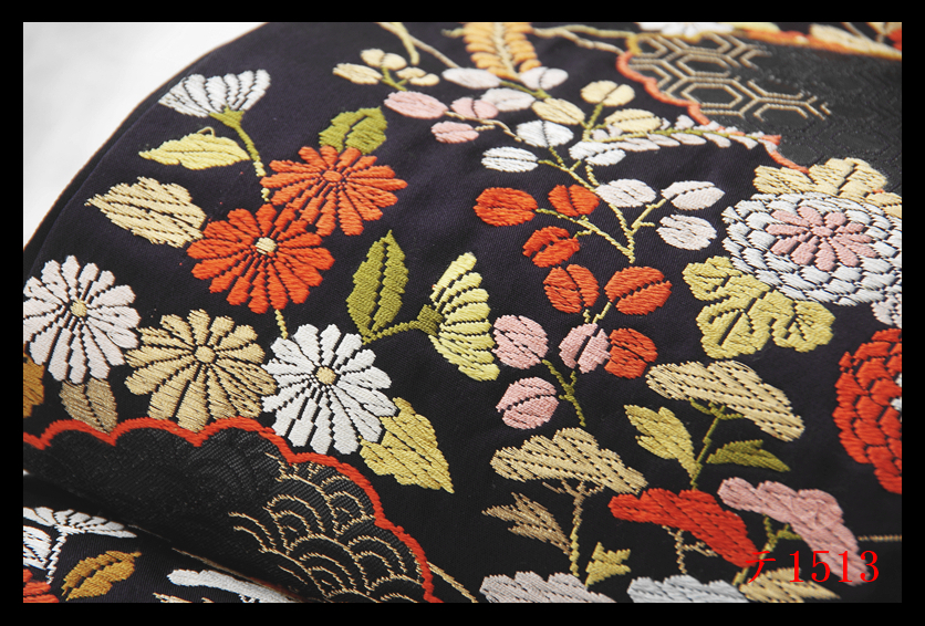 蔵【テ1513】厳選美品　雲取草花紋　鉄紺色地　気品豊かに　正絹六通高級美術袋帯　◇検◇簪着物名古屋帯和装小物帯締め_画像7