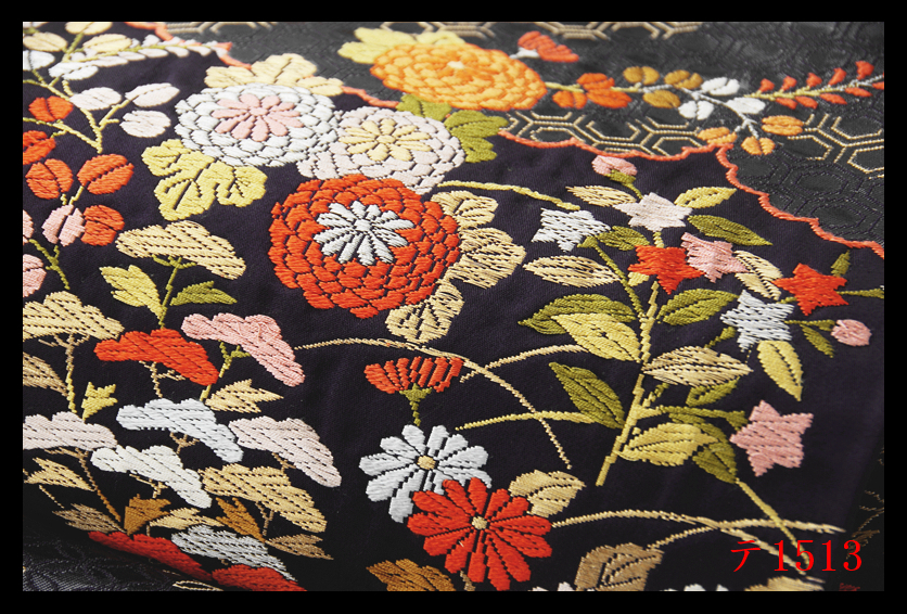 蔵【テ1513】厳選美品　雲取草花紋　鉄紺色地　気品豊かに　正絹六通高級美術袋帯　◇検◇簪着物名古屋帯和装小物帯締め_画像6