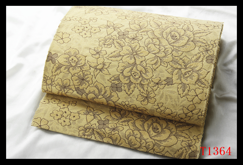 蔵【T1364】厳選逸品　紬　木蘭色地　気品豊かに　正絹高級美術名古屋帯　◇検◇簪着物袋帯和装小物帯締め_画像2