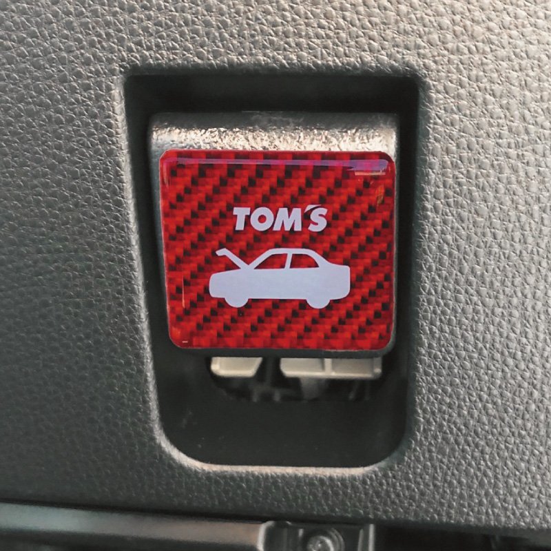 トムス トヨタ ボンネットオープナーエンブレム レッド 00G22-00009-R 視認性アップ インテリア TOM'S_画像2