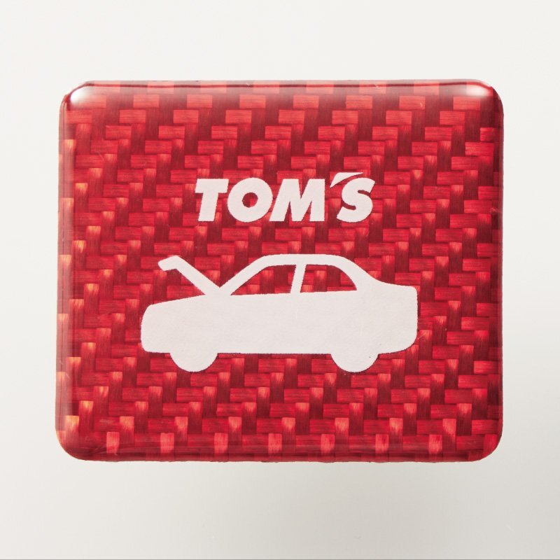 トムス トヨタ ボンネットオープナーエンブレム レッド 00G22-00009-R 視認性アップ インテリア TOM'S_画像1