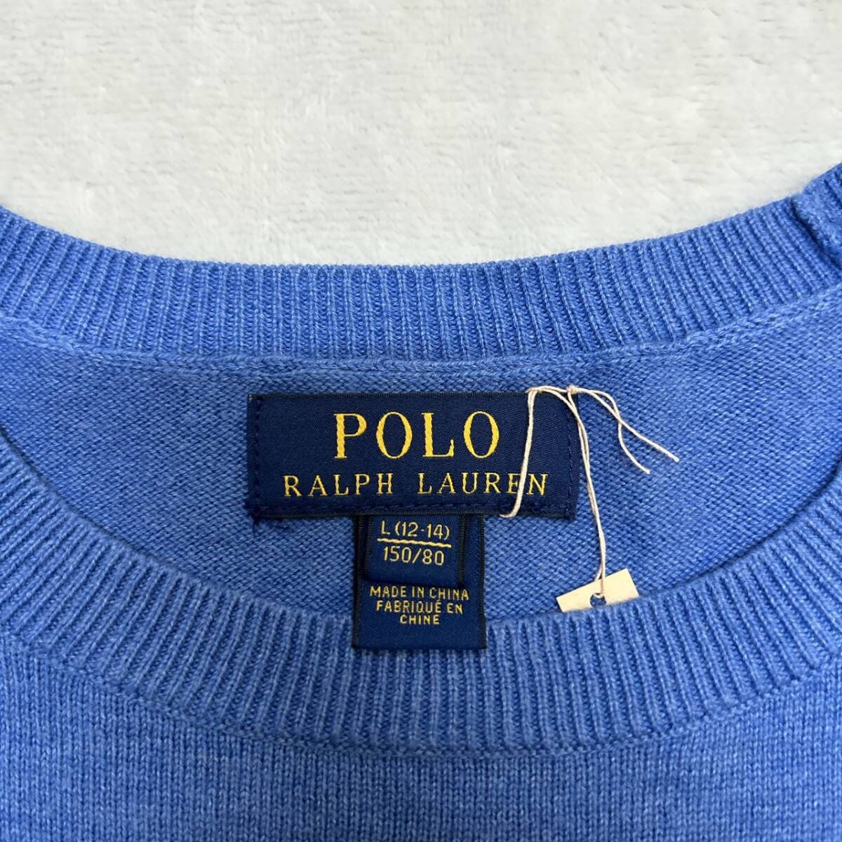 【POLO RALPH LAUREN】ポロラルフローレン レディース ニット L相当 ブルー 刺繍ロゴ_画像3