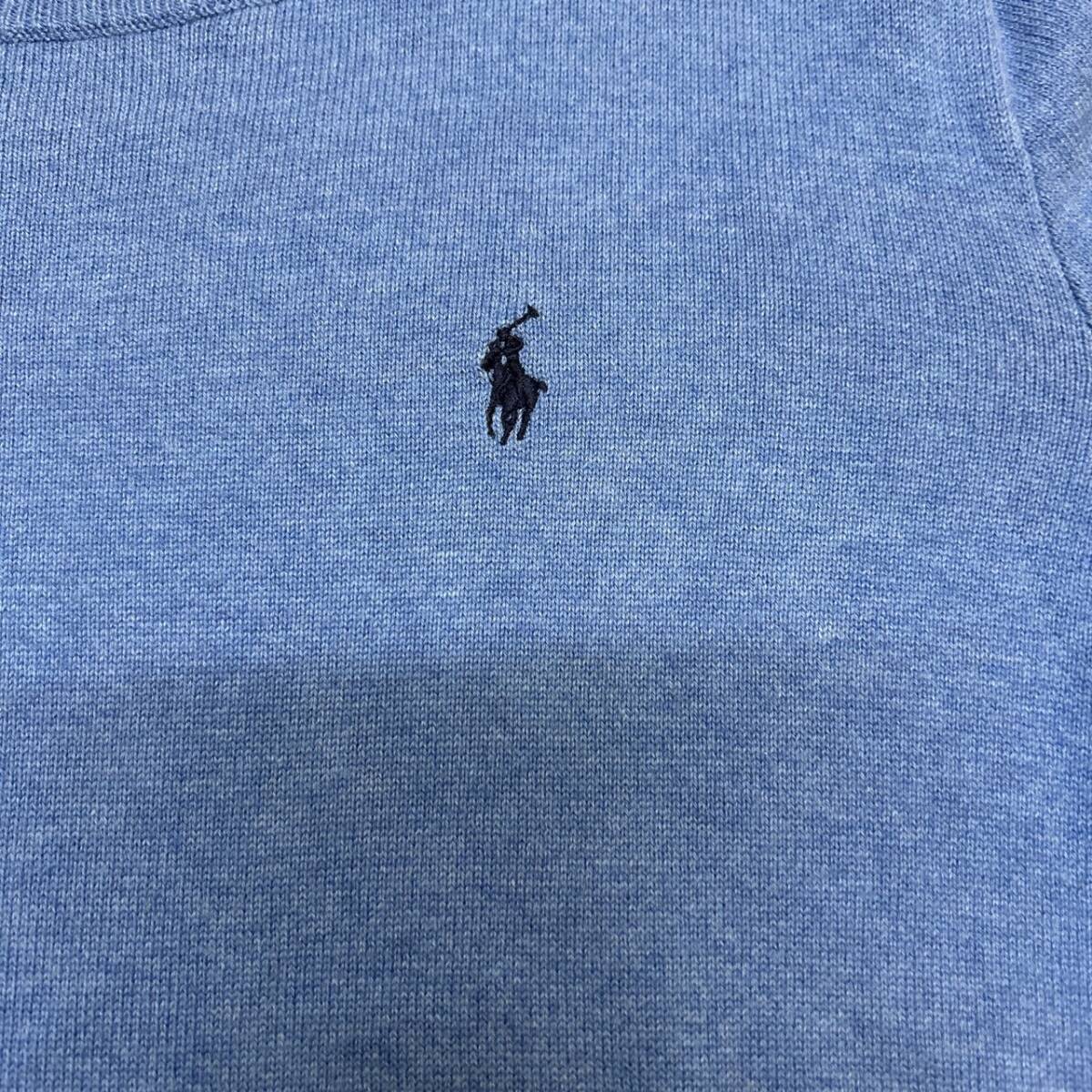 【POLO RALPH LAUREN】ポロラルフローレン レディース ニット L相当 ブルー 刺繍ロゴ_画像4
