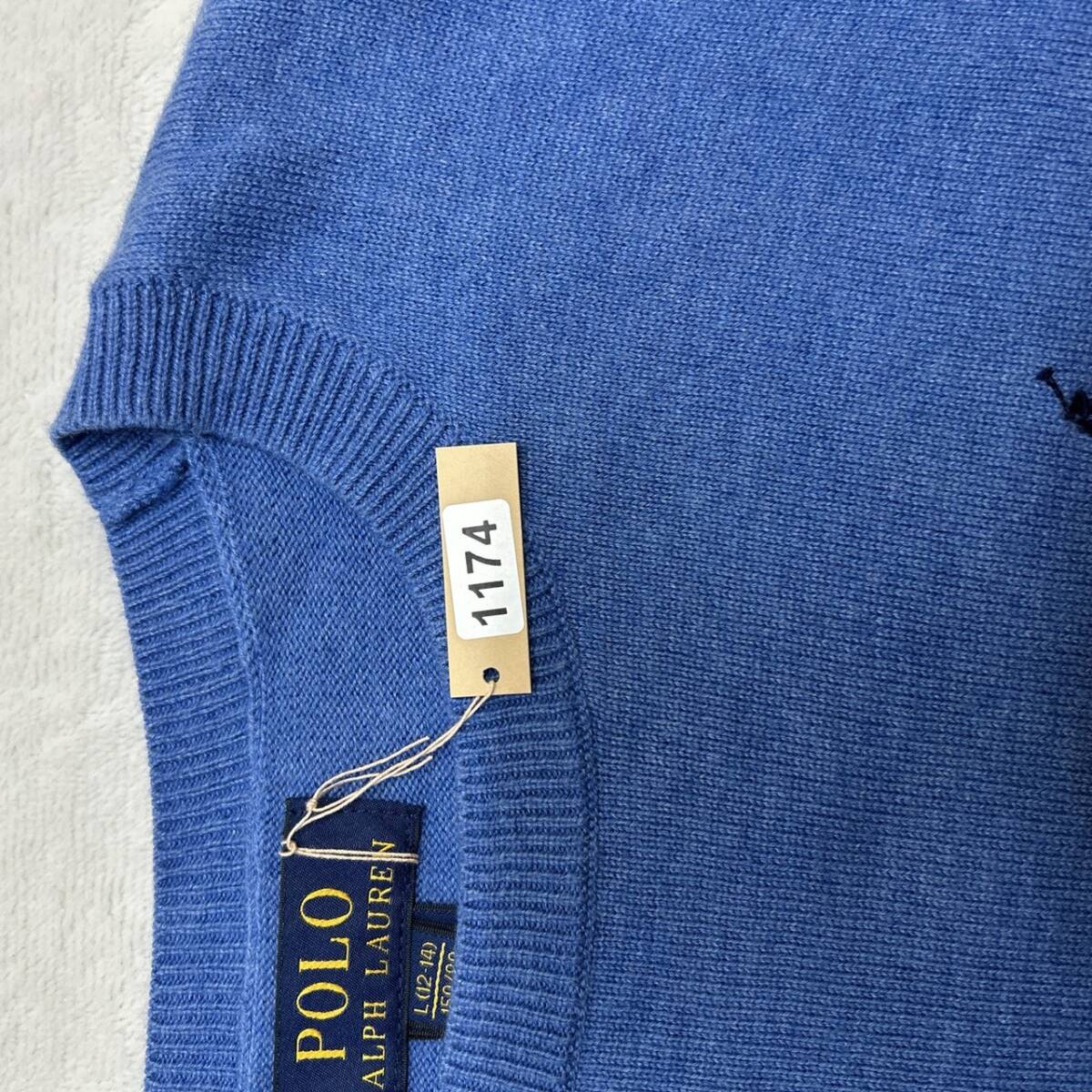 【POLO RALPH LAUREN】ポロラルフローレン レディース ニット L相当 ブルー 刺繍ロゴ_画像10