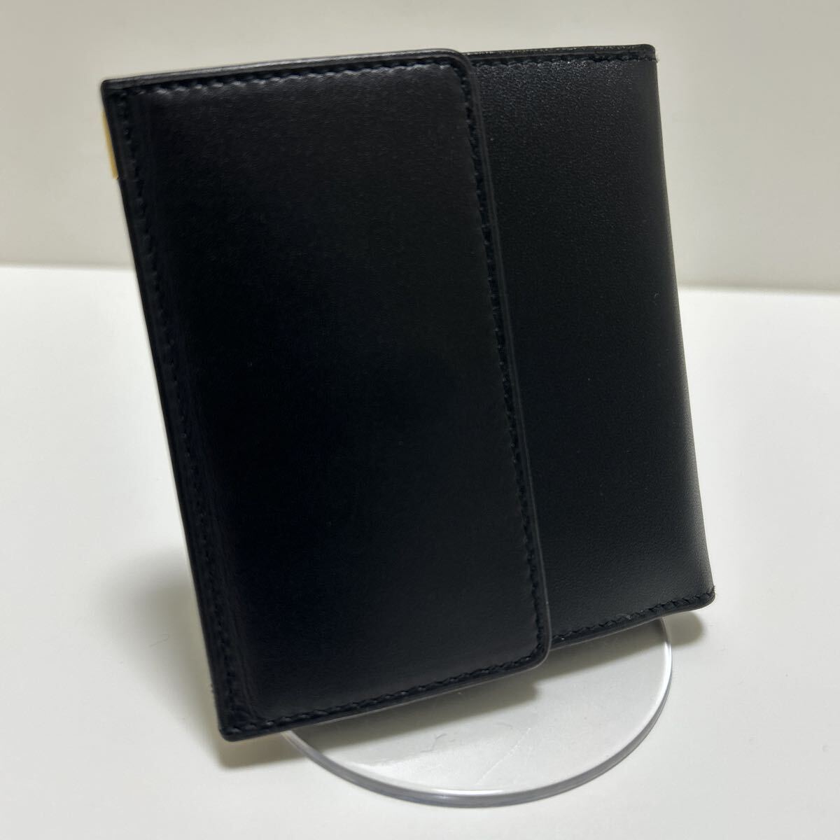 ☆美品☆ ◆dunhill ダンヒル　Wホック 折り財布　ブラック◆　本革　コンパクト　小銭入れ有　ロゴ金具　イタリア製 【送料無料】1112_画像2