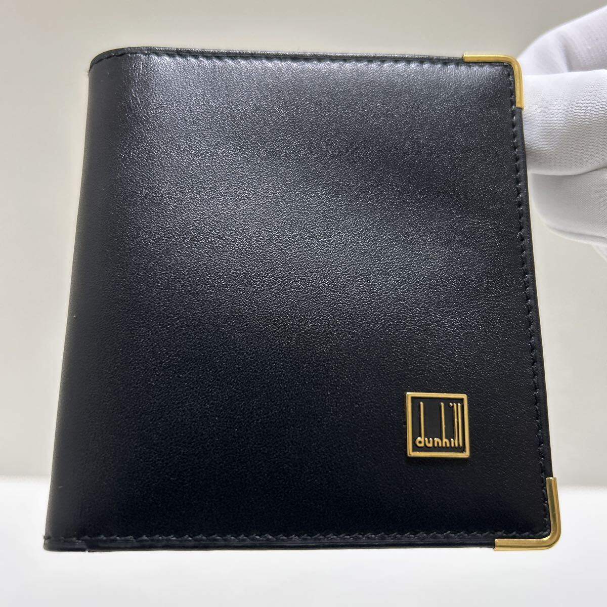 ☆美品☆ ◆dunhill ダンヒル　Wホック 折り財布　ブラック◆　本革　コンパクト　小銭入れ有　ロゴ金具　イタリア製 【送料無料】1112_画像10
