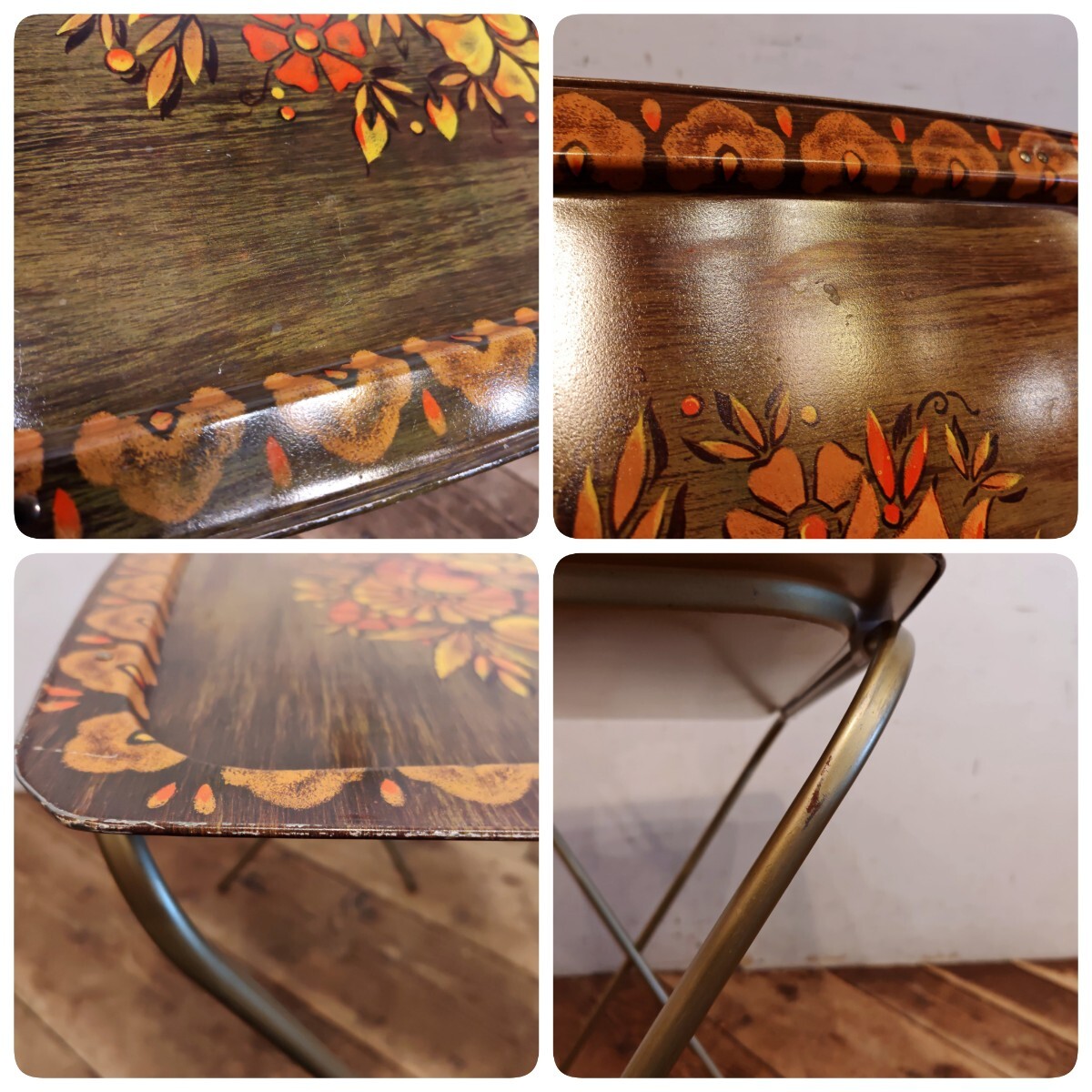 USビンテージ フォールディングテーブル トレイ A/アメリカ ミッドセンチュリー レトロ 折りたたみテーブル サイドテーブル 花台_画像7