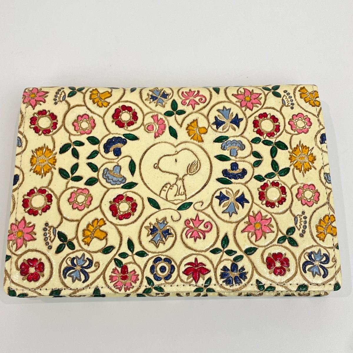 未使用◆文庫屋大関 二つ折り財布 スヌーピー 花柄 ファスナー◆K0081_画像3