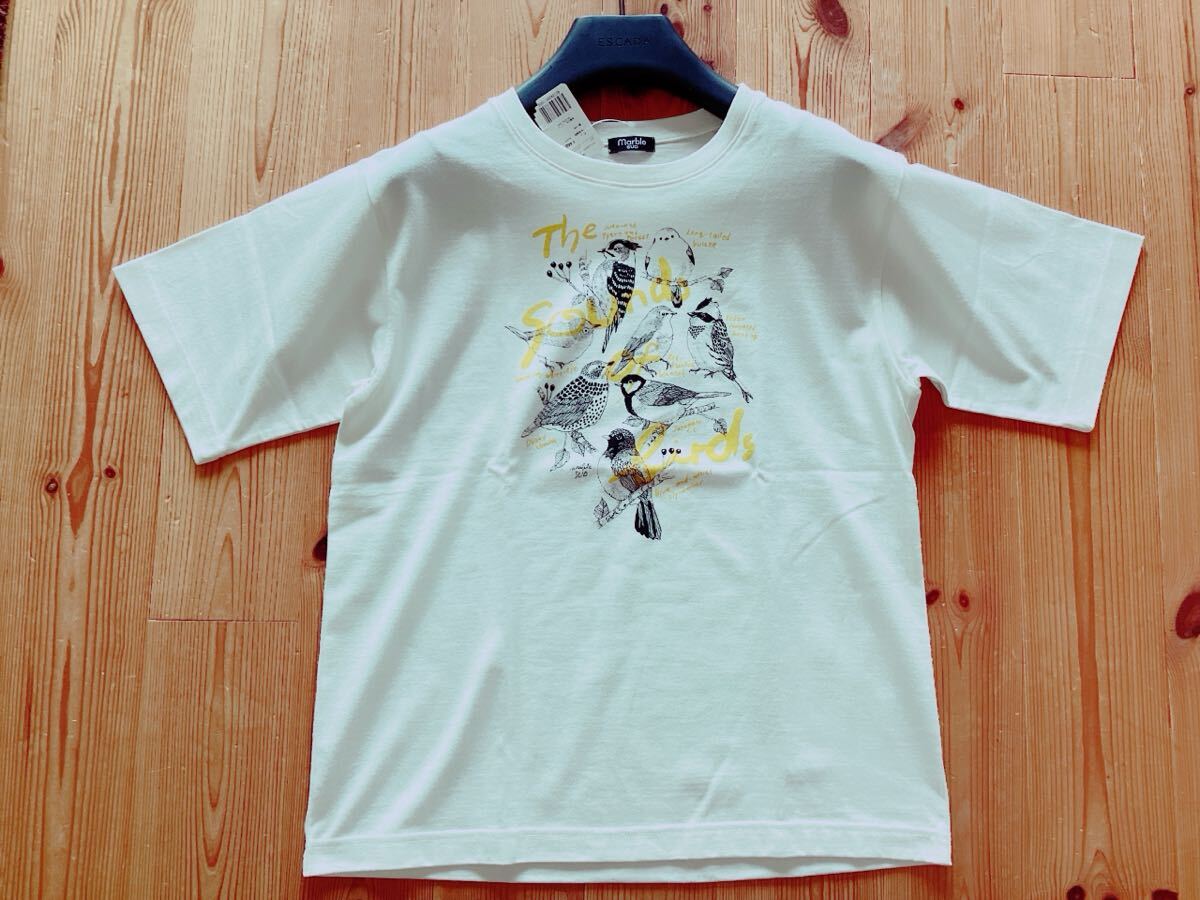 【Marble SUD】マーブルシュッド　シマエナガ　野鳥　鳥柄　Tシャツ　ホワイト　白　定価7480円_画像6