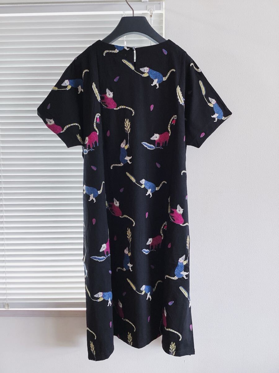 【Marble SUD mannine】マーブルシュッド　Manri Kishimoto　ハナグマ刺繍　ワンピース　ブラック　黒　定価26400円_画像3