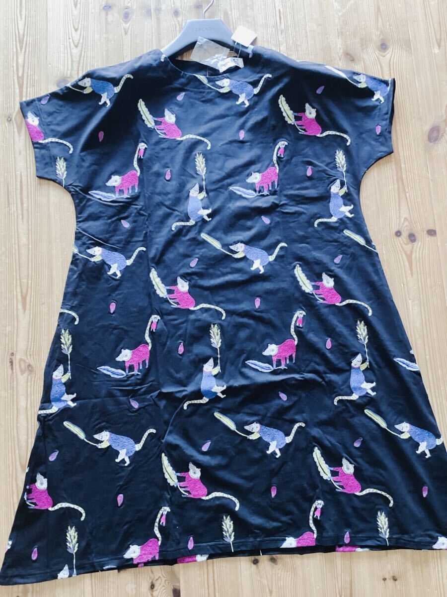 【Marble SUD mannine】マーブルシュッド　Manri Kishimoto　ハナグマ刺繍　ワンピース　ブラック　黒　定価26400円_画像4