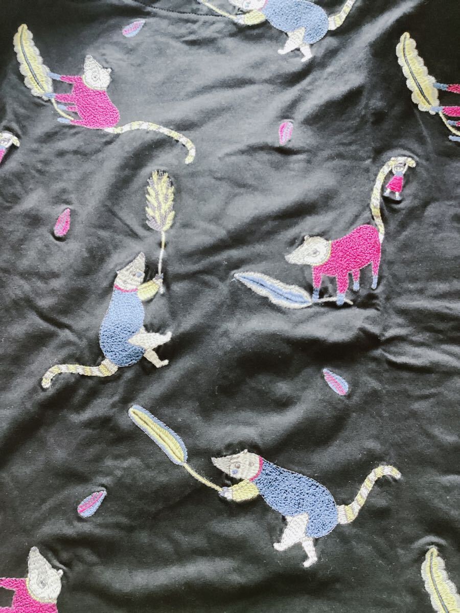 【Marble SUD mannine】マーブルシュッド　Manri Kishimoto　ハナグマ刺繍　ワンピース　ブラック　黒　定価26400円_画像5