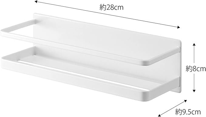 山崎実業(Yamazaki) マグネット式/バス浴室ラック/ワイド/白ホワイト/約W28XD9.5XH8cm/フック2個付きTowerタワー4237_画像7